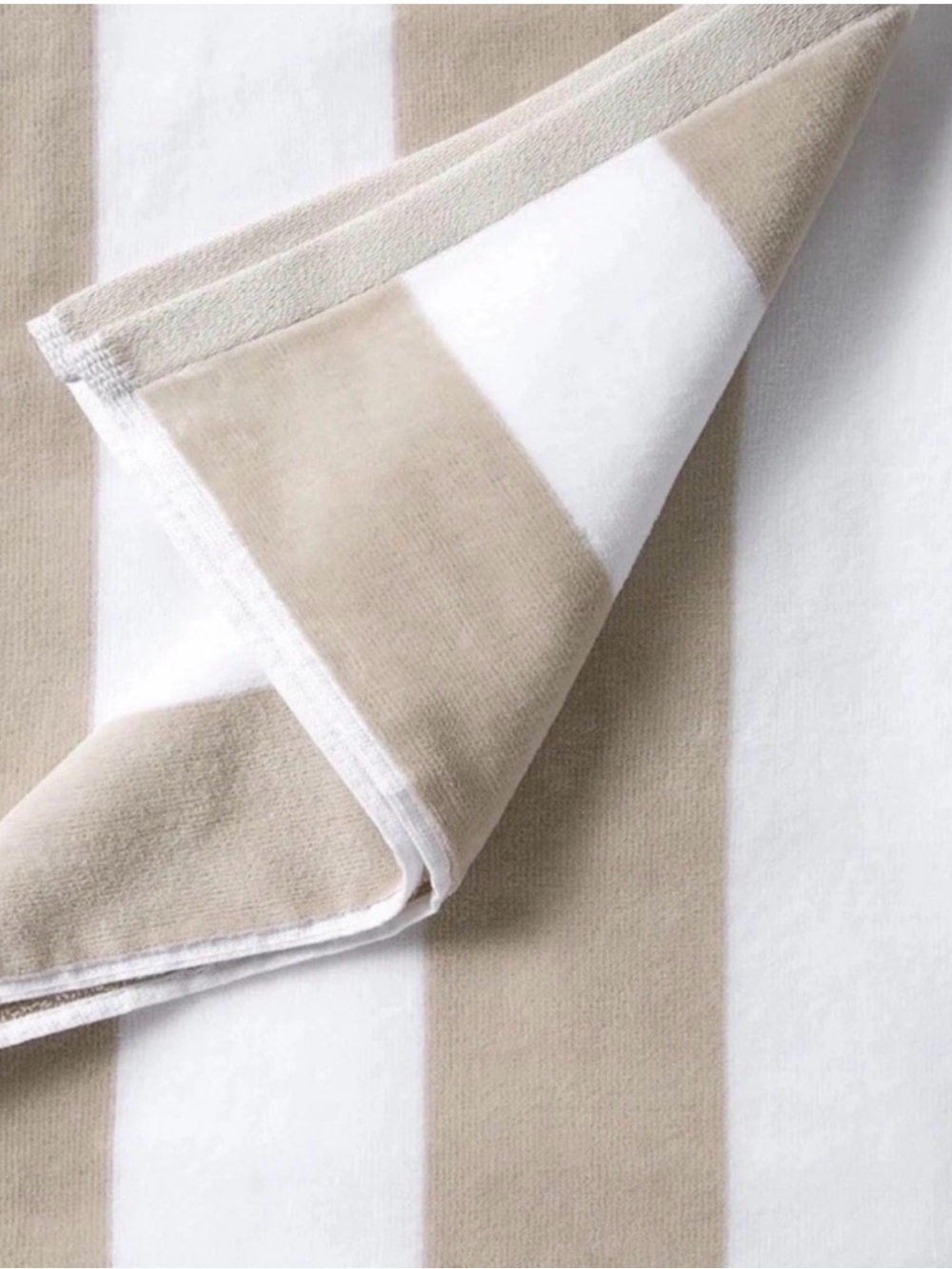 4 Brooks Brothers Tan White Cabana Stripe 34” x 64” Pool Towels Set of 4 New - Picture 3 of 5
